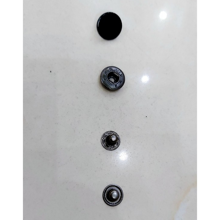 Nút bấm 4 thành phần (nút bóp, nút lò xo) Sơn đen bóng đen nhám Bằng Thau không gỉ Size 12mm,15mm - Ảnh 7