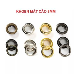 Khoen ore 8mm Khoen mắt cáo 8ly Thau không gỉ Khuy mắt cáo bấm vải Túi 100 cái (có long đền) Màu bạc/ vàng/ đồng