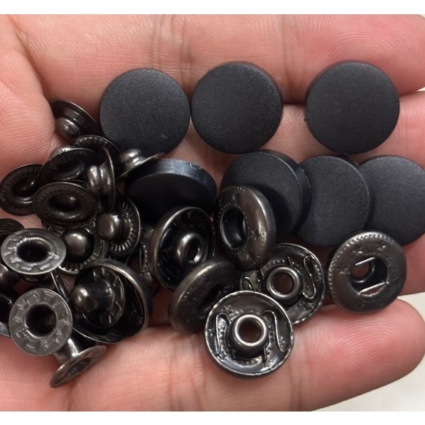 Nút bấm 4 thành phần (nút bóp, nút lò xo) Sơn đen bóng đen nhám Bằng Thau không gỉ Size 12mm,15mm