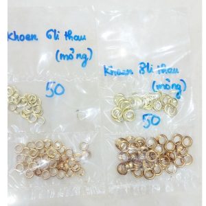 Khoen ore loại 5li,6li,8li,10li không rỉ sét (Khoen bằng thau loại mỏng) Màu bạc Màu vàng Bịch 100 cái Có long đền