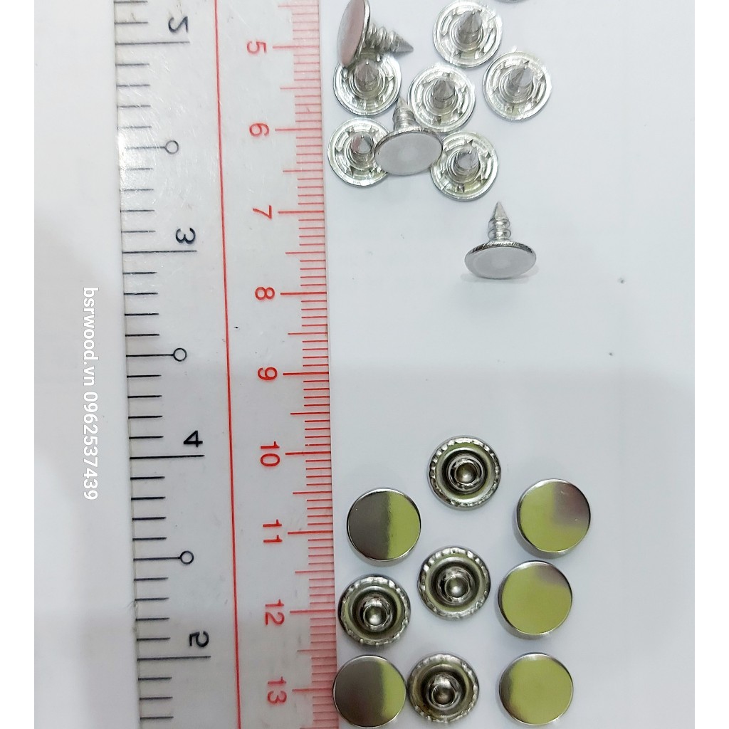 Nút đinh tán Size 7-8-9mm Mặt trơn Màu bạc Hàng không gỉ sét Nút trang trí quần áo, túi xách, gia cố túi quần jean. - Ảnh 6