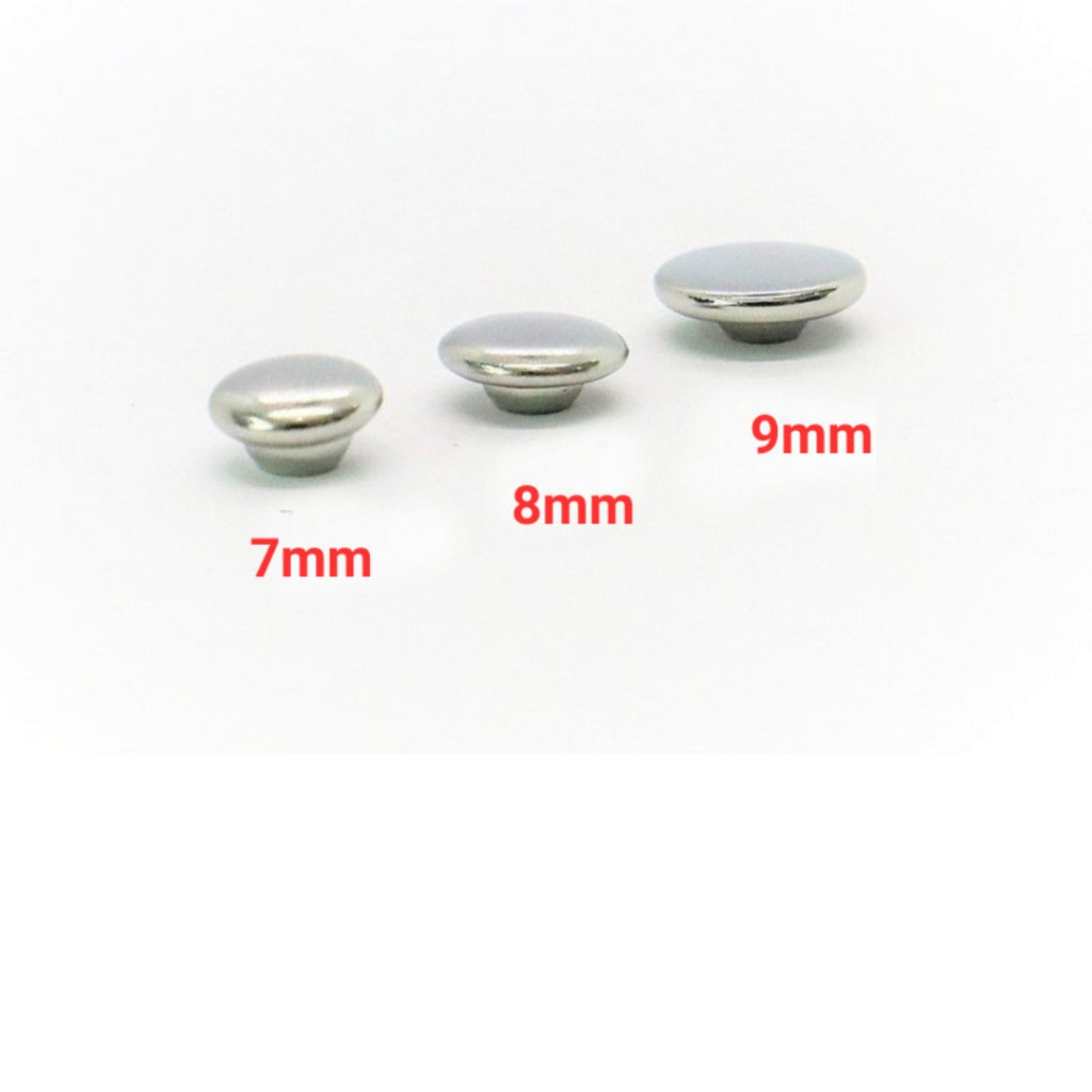 Nút đinh tán Size 7-8-9mm Mặt trơn Màu bạc Hàng không gỉ sét Nút trang trí quần áo, túi xách, gia cố túi quần jean. - Ảnh 2
