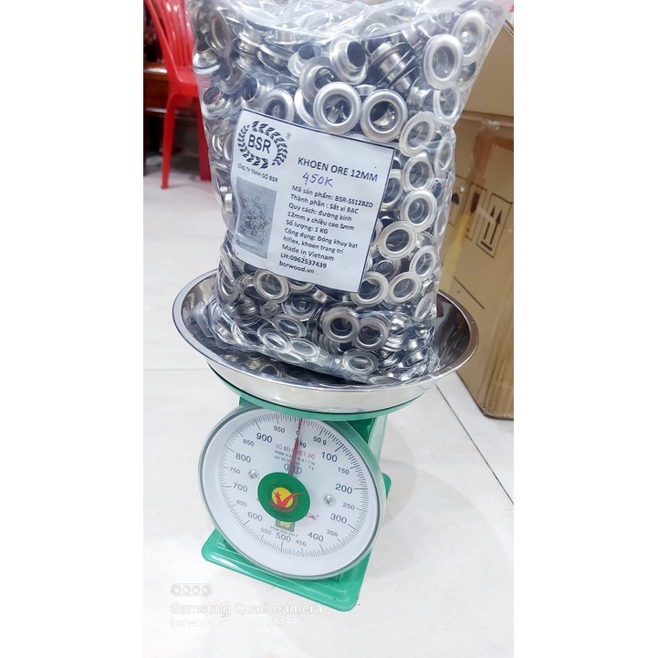 Khoen ore 12mm Bằng SẮT xi Màu BẠC Bán sỉ 1kg KHÔNG long đền Khuy mắt cáo 12ly đóng bạt quảng cáo, bạt lưới - Ảnh 5