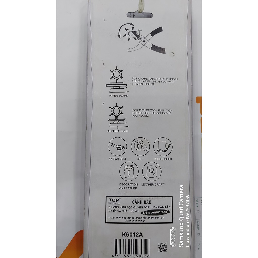 Kềm bấm lỗ và khoen ore 4mm đa năng Bấm lỗ tròn 1.5-2.5-3.3-4.1-4.5mm Kìm bấm khuy ô rê, bấm khoen Thương hiệu TOP - Ảnh 2