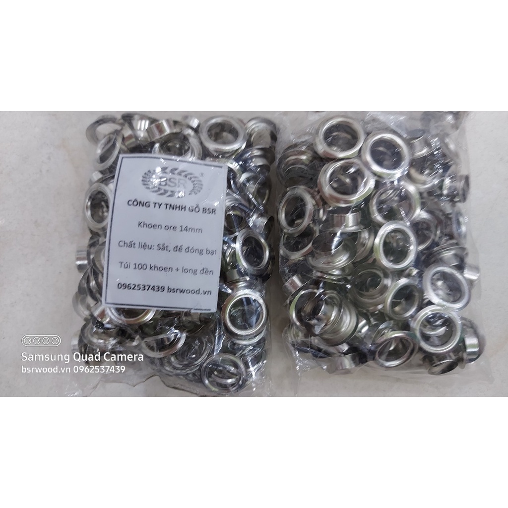 Khoen ore mắt cáo 3mm,4mm,5mm,6mm,7mm,9mm,10mm,11mm,12mm,13mm,14mm,15mm,16mm Sắt xi BẠC Khuy oze bấm bạt Túi 100 cái - Ảnh 6