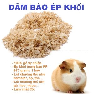 Dăm bào mùn cưa gỗ tự nhiên ép khối Bịch 1kg / bao PE Dùng lót chuồng hamster, bọ, thỏ , gà, ngựa, làm chất đốt