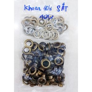 Khoen ore mắt cáo 10mm Khuy luồn oze Khuy đột bạt,khoen bạt Bằng sắt xi Màu ĐỒNG Bịch 100 cái Có long đền