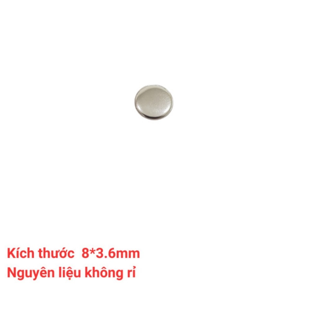 Nút đinh tán Size 7-8-9mm Mặt trơn Màu bạc Hàng không gỉ sét Nút trang trí quần áo, túi xách, gia cố túi quần jean. - Ảnh 5