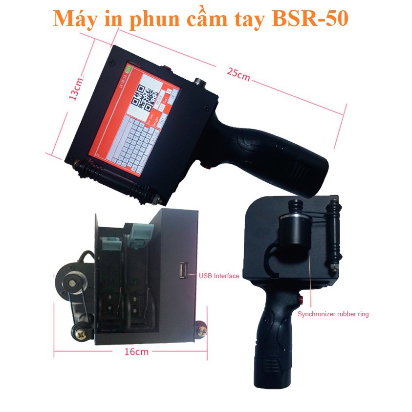 Máy in date cầm tay BSR-50 Khổ in 50mm Máy in phun cầm tay trên chai nhựa, thùng sơn, bao bì các loại, đóng date - Ảnh 2