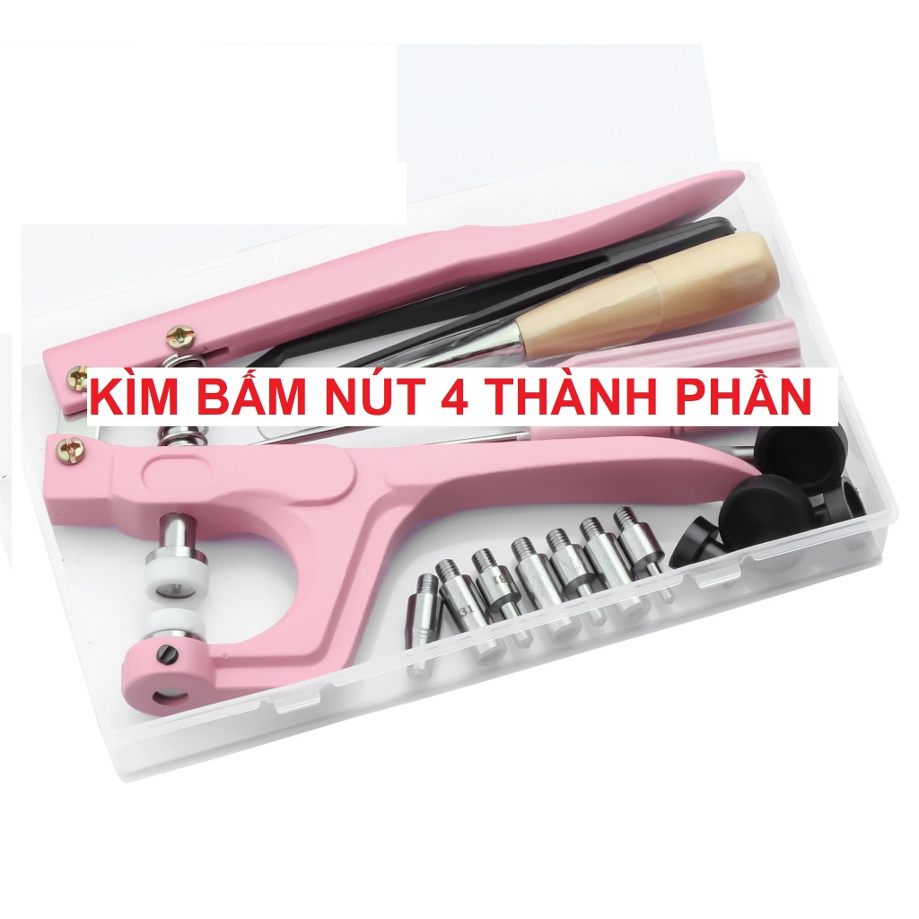 Kìm bấm nút quần áo (nút bấm 4 thành phần: nút lò xo, nút chén, nút 5 chấu) Bấm lên bạt, da, giấy, vải được - Ảnh 3