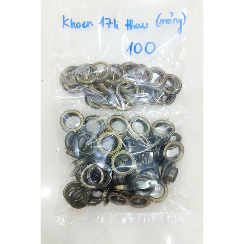Khoen ore 16mm Khoen mắt cáo 16ly Thau không gỉ (mỏng) Màu bạc, vàng, đồng Khuy mắt cáo Chuyên bấm vải Phụ liệu may mặc - Ảnh 2