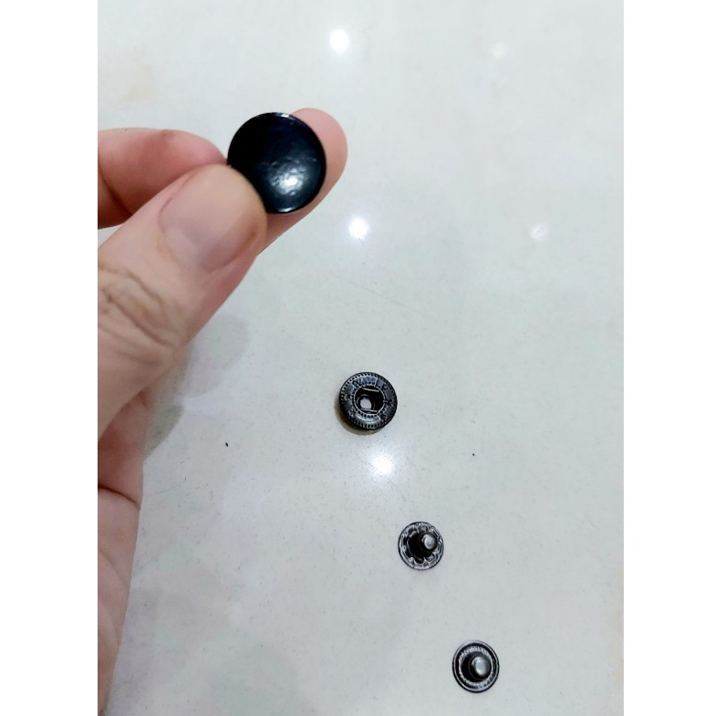 Nút bấm 4 thành phần (nút bóp, nút lò xo) Sơn đen bóng đen nhám Bằng Thau không gỉ Size 12mm,15mm - Ảnh 6