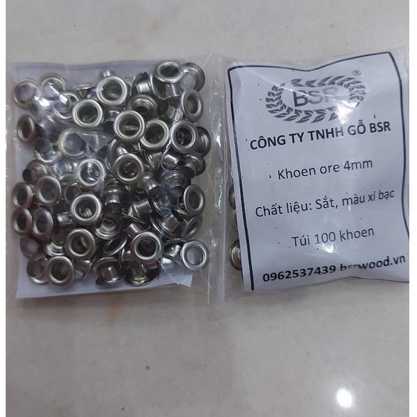 Khoen ore 4mm Khuy mắt cáo đóng túi giấy, bấm bạt, làm đồ thủ công Bằng sắt Túi 100 cái KHOEN SẮT SẼ GỈ SÉT - Ảnh 3