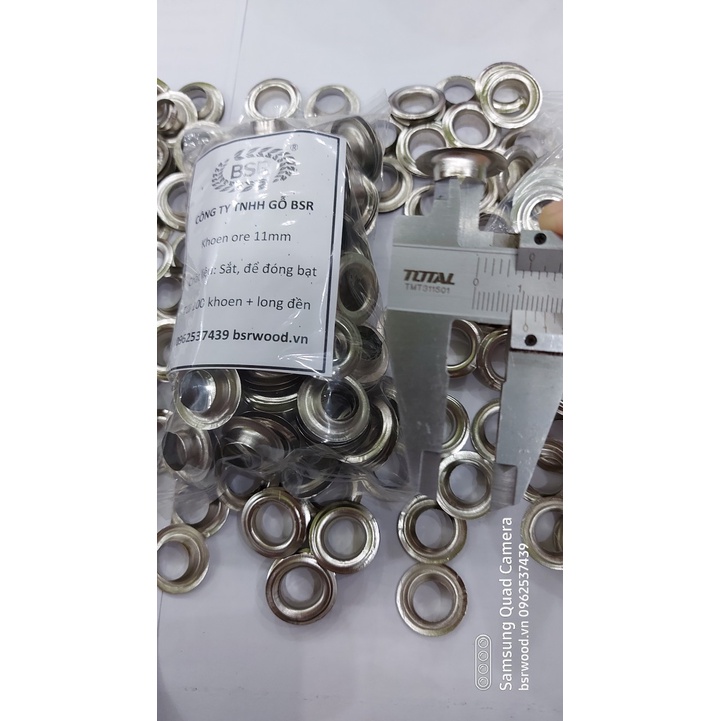 Khoen ore mắt cáo 3mm,4mm,5mm,6mm,7mm,9mm,10mm,11mm,12mm,13mm,14mm,15mm,16mm Sắt xi BẠC Khuy oze bấm bạt Túi 100 cái - Ảnh 5