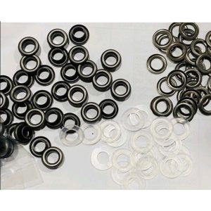 Khoen mắt cáo ore 6mm (khoen 6 ly màu khói) + long đền nhựa Khoen chuyên dùng cho quần áo xuất khẩu