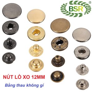 Nút bấm 4 thành phần (nút bóp) Nút quần jean 4 thành phần Loại 12mm Bằng thau Màu bạc, vàng, đồng, đen Phụ liệu may mặc