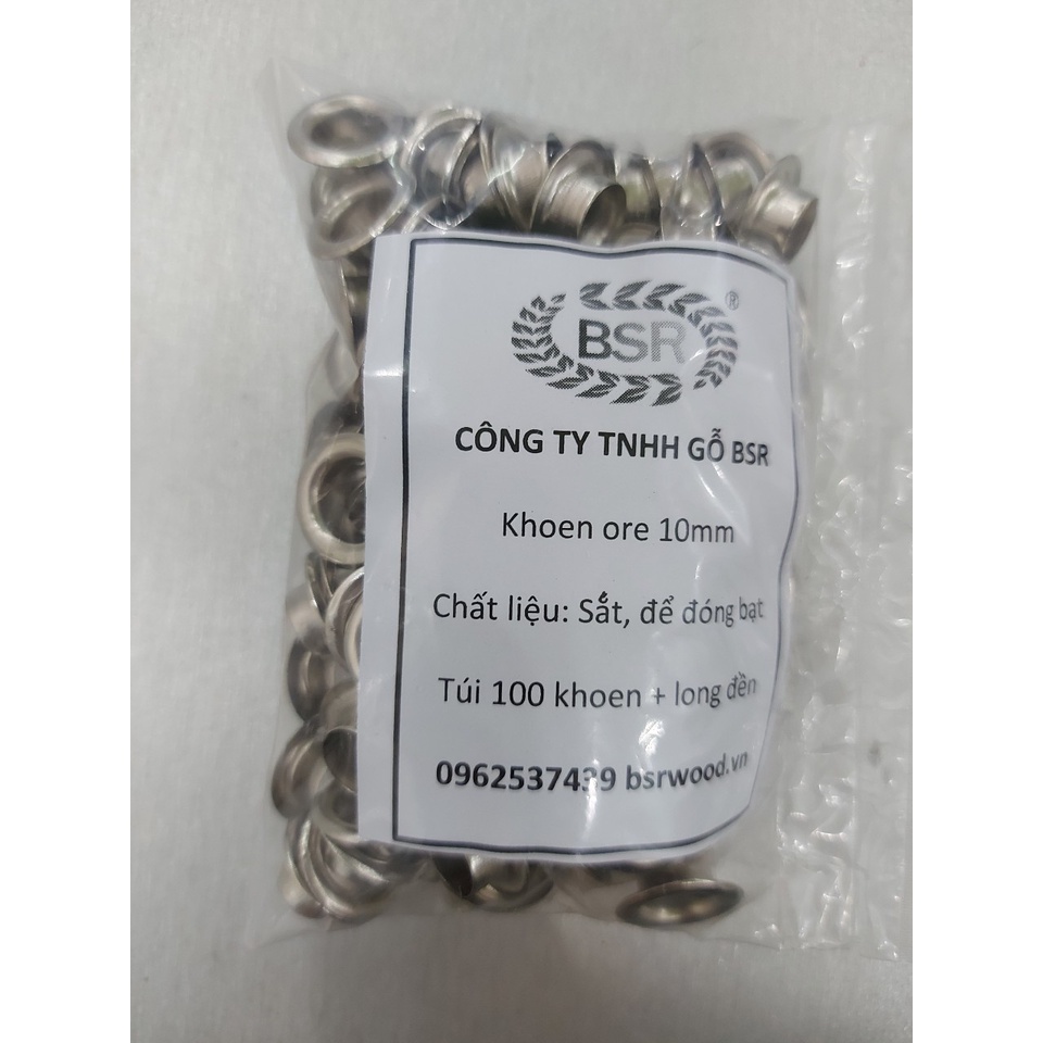 Khoen ore mắt cáo 3mm,4mm,5mm,6mm,7mm,9mm,10mm,11mm,12mm,13mm,14mm,15mm,16mm Sắt xi BẠC Khuy oze bấm bạt Túi 100 cái - Ảnh 4
