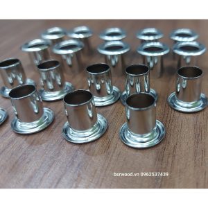 Khoen ore mắt cáo 9mm Chân cao 14mm Khuy luồn oze Khuy đột bạt,khoen bạt Bằng sắt xi Màu bạc Có long đền