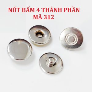 Nút bấm 4 thành phần Mã 312 Size 12mm Thau không gỉ nút áo da cao cấp, áo khoác, quần jean