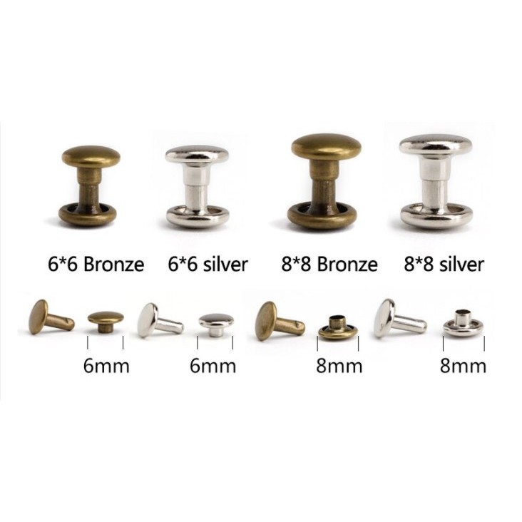 Nút tán rivet (đinh tán) 2 mặt Bằng sắt xi Size 6mm, 8mm, 9mm, 12mm Đóng thùng giấy, thủ công - Ảnh 6