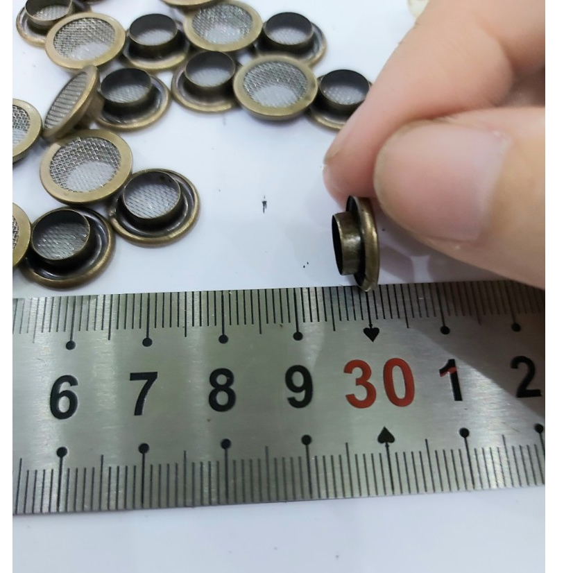 Khoen mắt cáo lưới 8mm , 10mm Thau không gỉ Màu bạc, màu đồng Khuy luồn túi xách, balo, bạt ô tô - Ảnh 7
